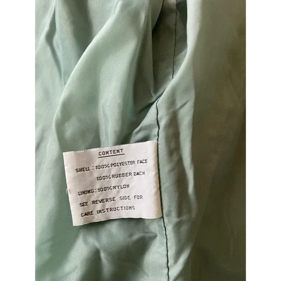Vtg Fleet Street Metallic Teal Oversize Trench Raincoat Jacket Women's Medium - Picture 9 of 11